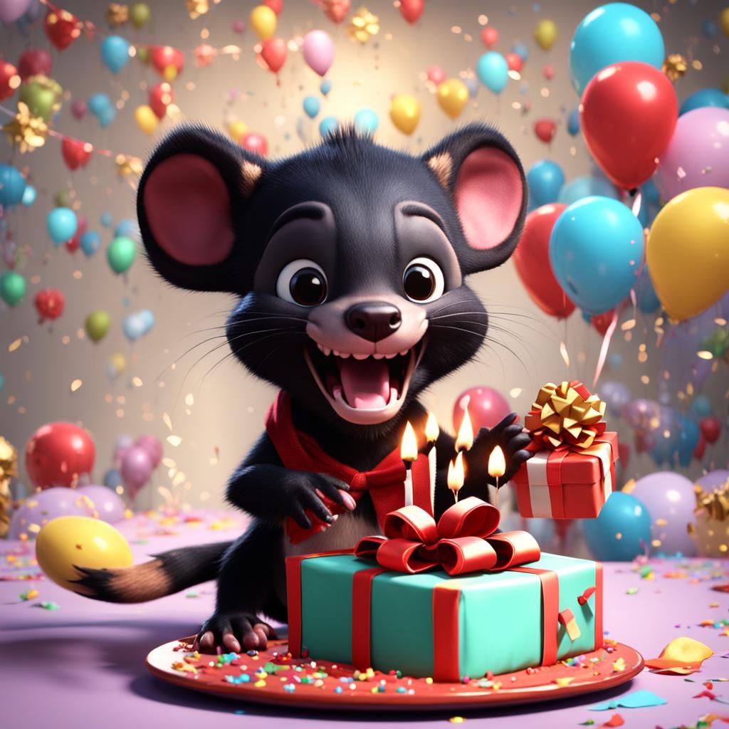 Baby Tasmanian Devil at Birthday Party: Splash Art