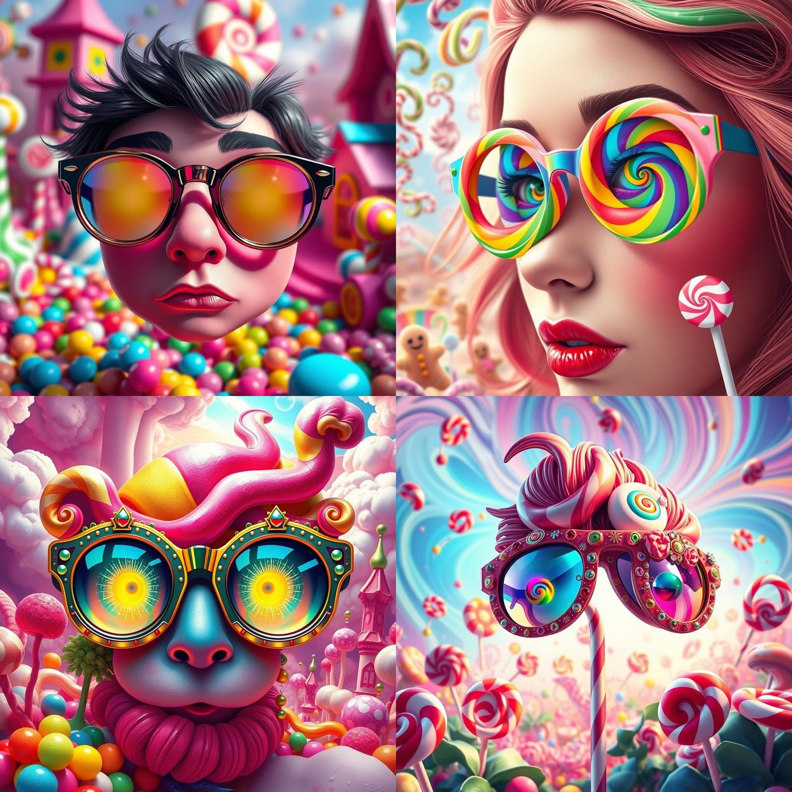 Candy Art Eyewear in Hyperrealistic Digital Illustration