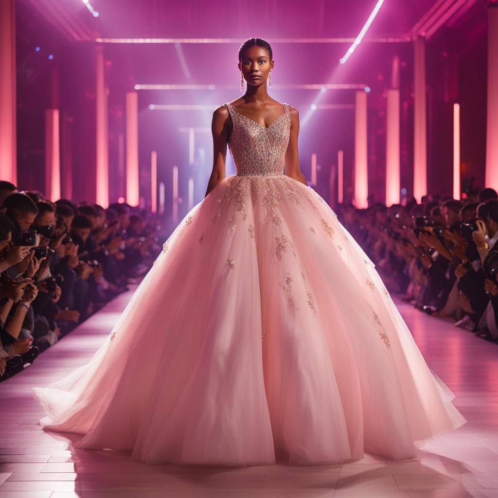 Elegant Light Pink Evening Gown in High Resolution