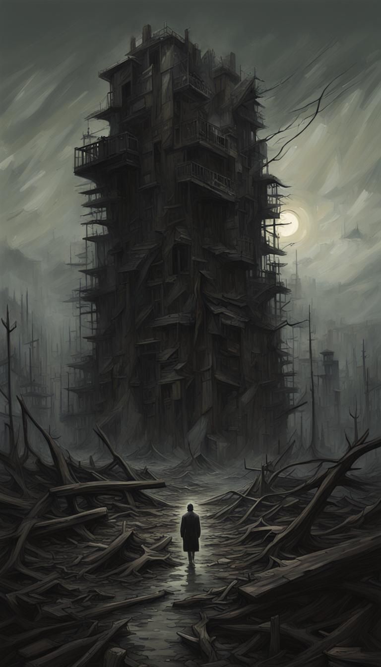 Sinister Dystopian Landscape of Insanity