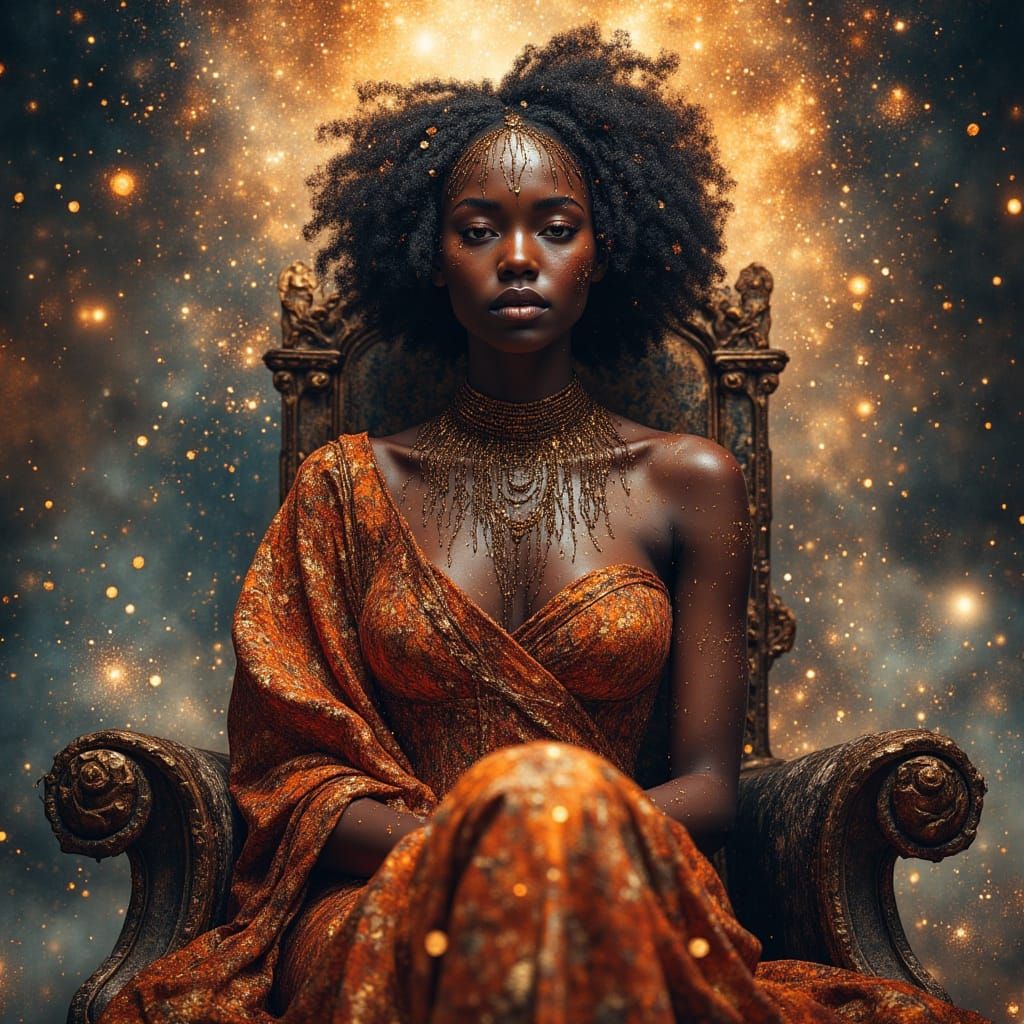African Goddess in Celestial Realm as Pixar 3D Animation
