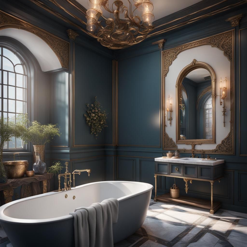 Detailed Fantasy Bathroom Concept Art