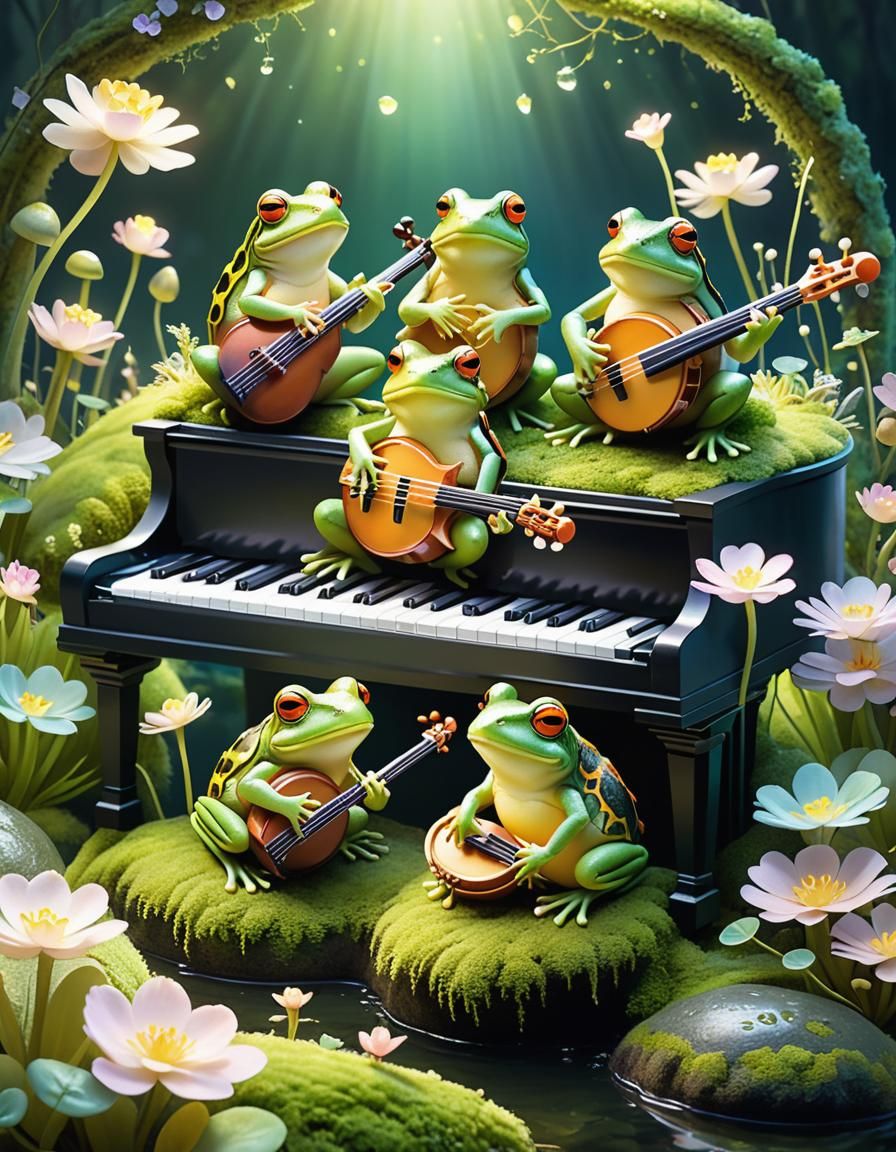 Whimsical Woodland Jam Session in Pastel Hues