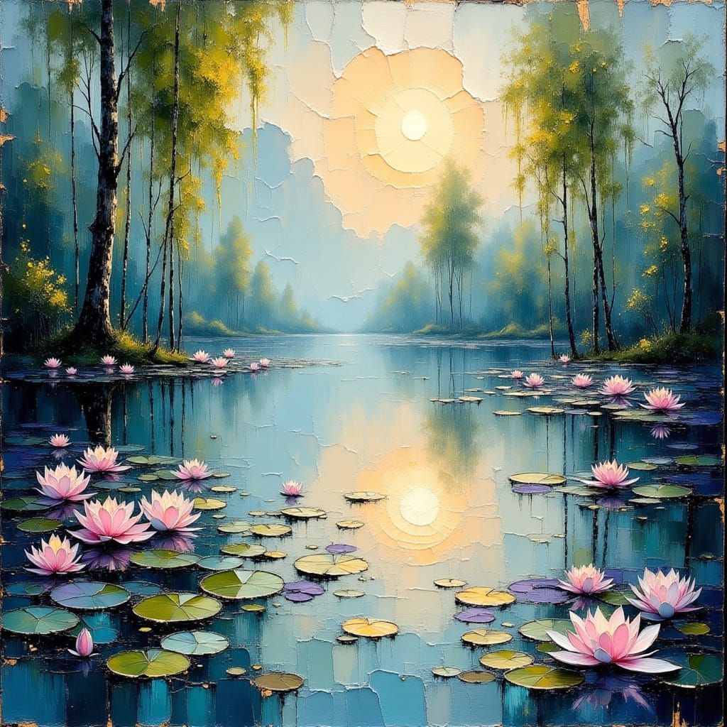 Dreamlike Water Lilies in Impressionist Style