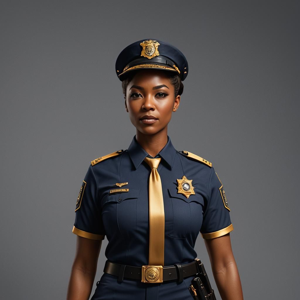 Attractive Security Officer in Detailed Matte Painting