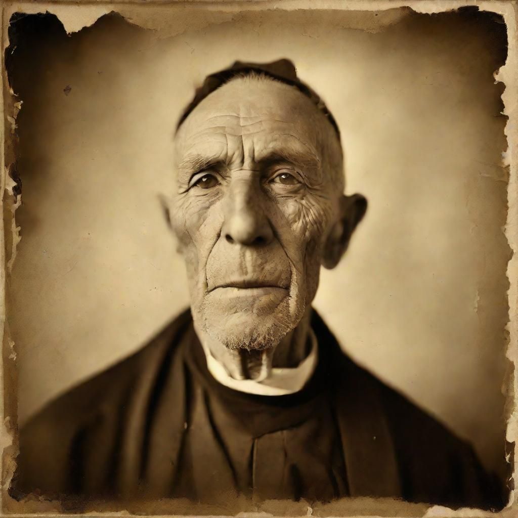 Vintage Sepia Portrait of Village Priest