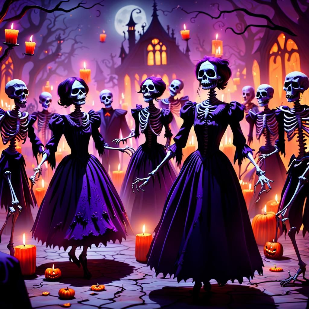 Halloween Monsters Dance Party in Gothic Style