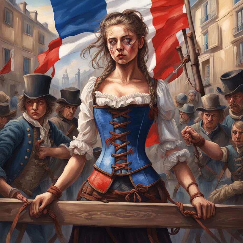 French Revolution: Woman Pilloried in a Town Square