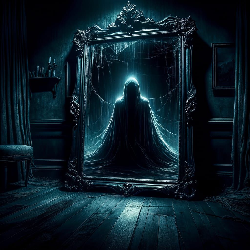 Eerie Victorian Mirror Reflects Midnight Specter