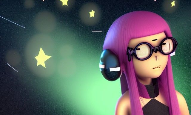 Anime Alien Nerd Girl in Comix Style