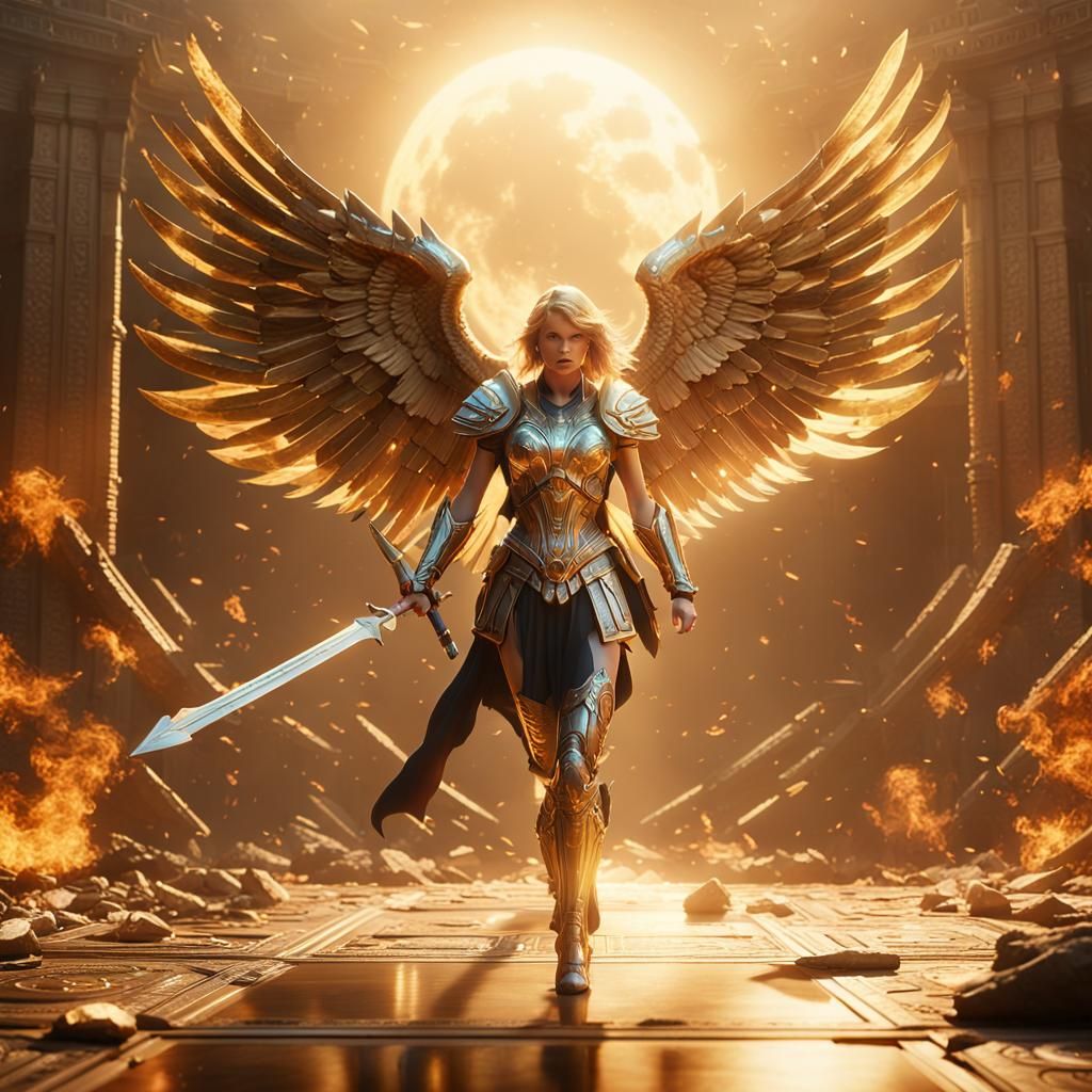Valkyrie Goddess in Flight: A Photorealistic Rendering