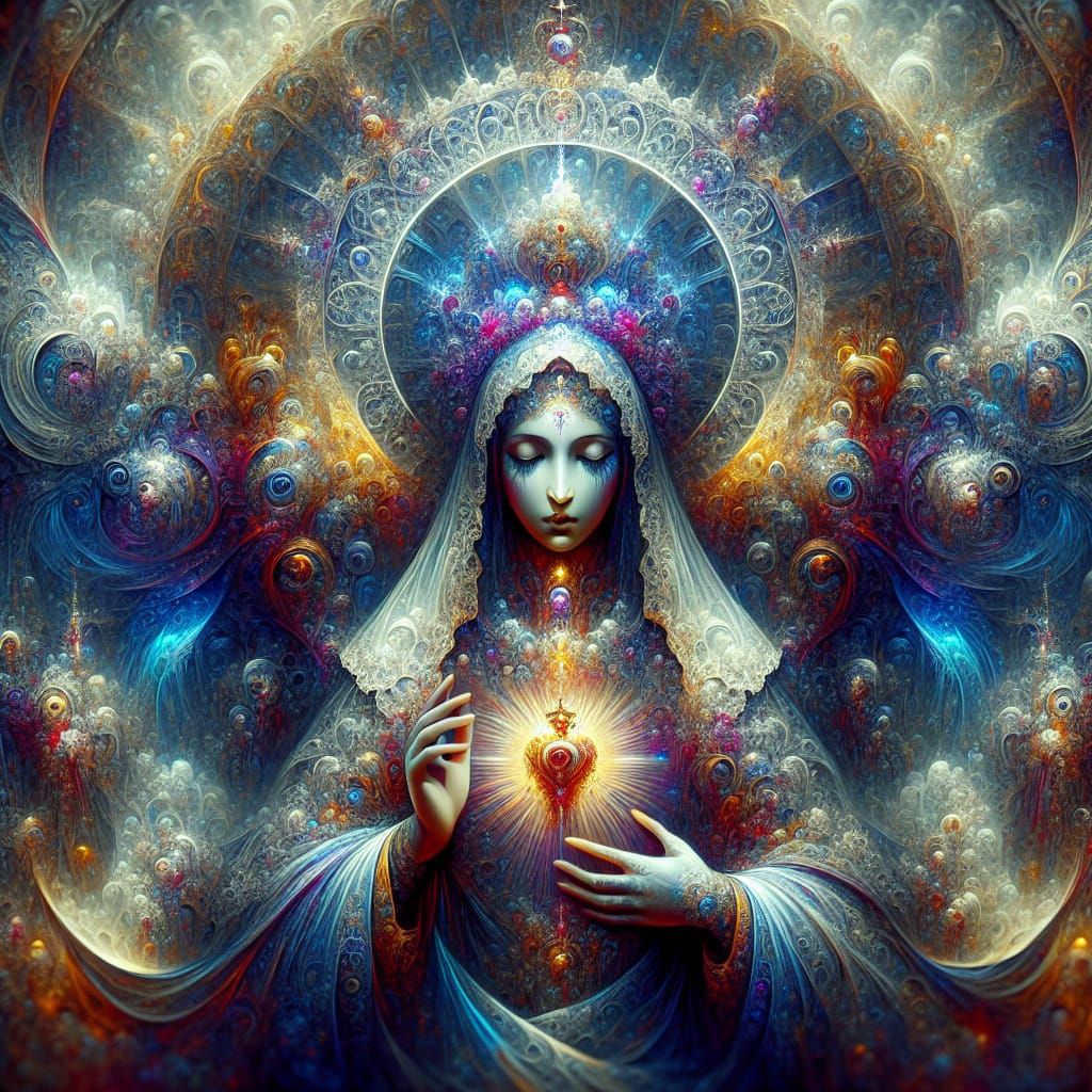 Fantastical Matte Painting of Holy Mary in 8k