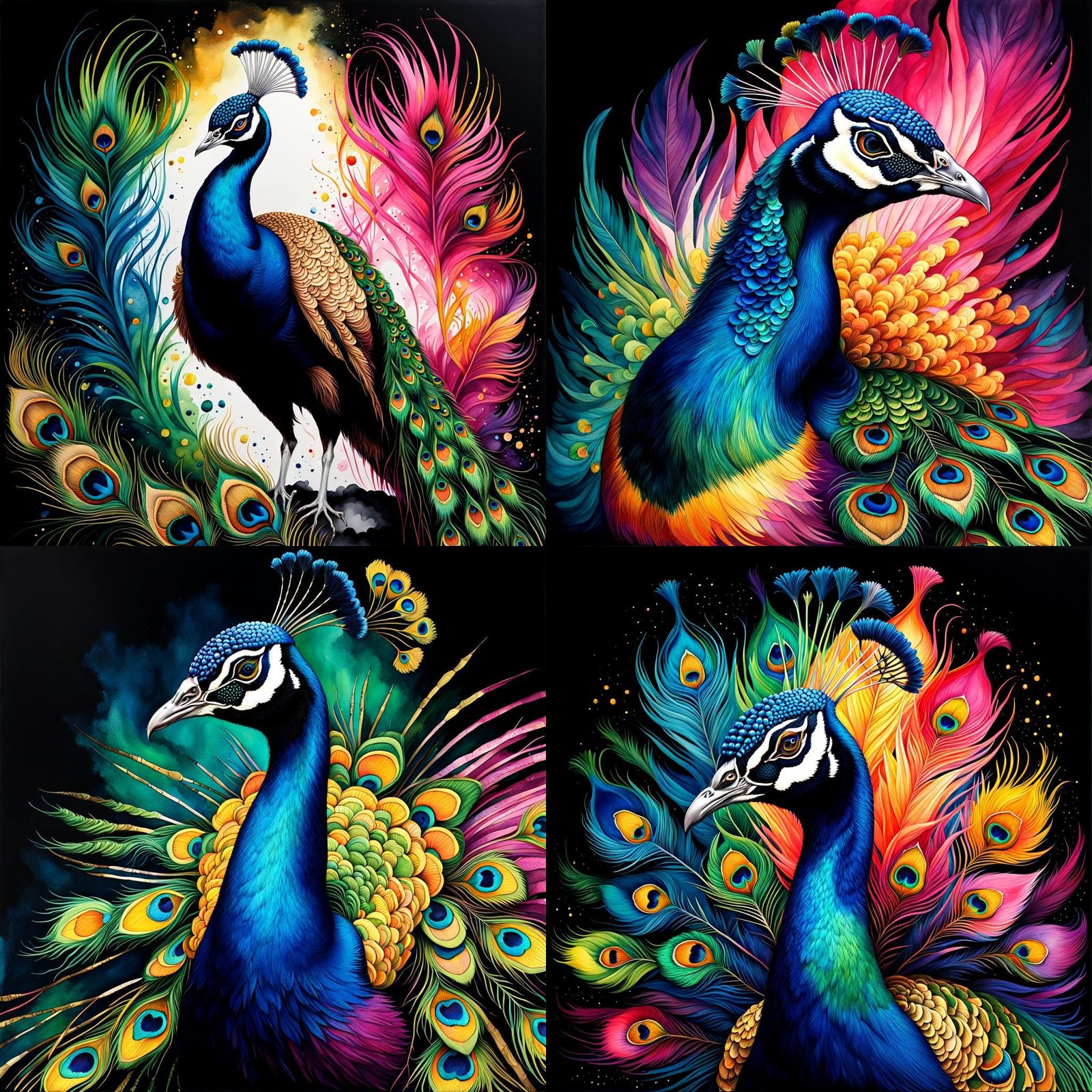 Fantasy peacock, detailed background