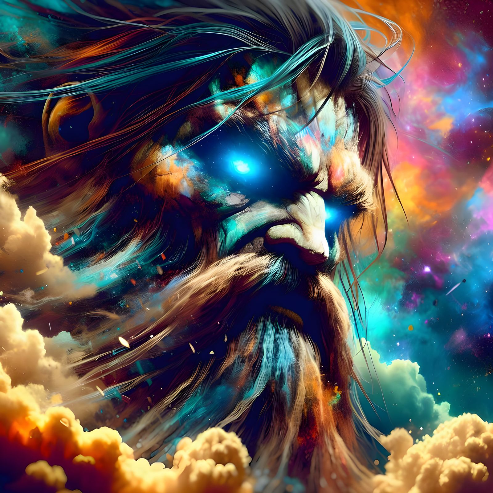 Hyperrealistic Titan Above the Clouds: Concept Art