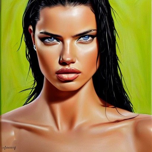 Adriana Lima Portrait in Oil Painting Style