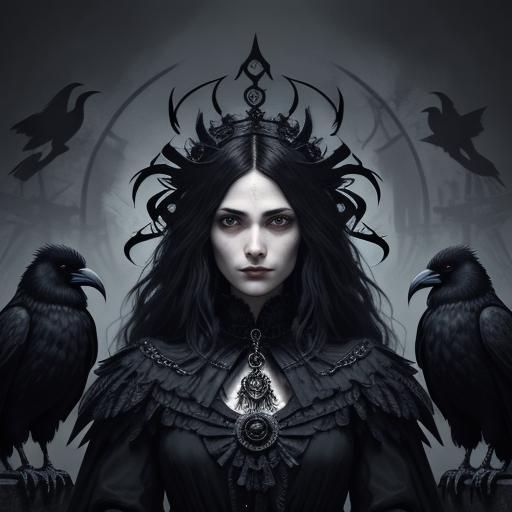 Three-Headed Crow Guardian in Dark Fantasy Style