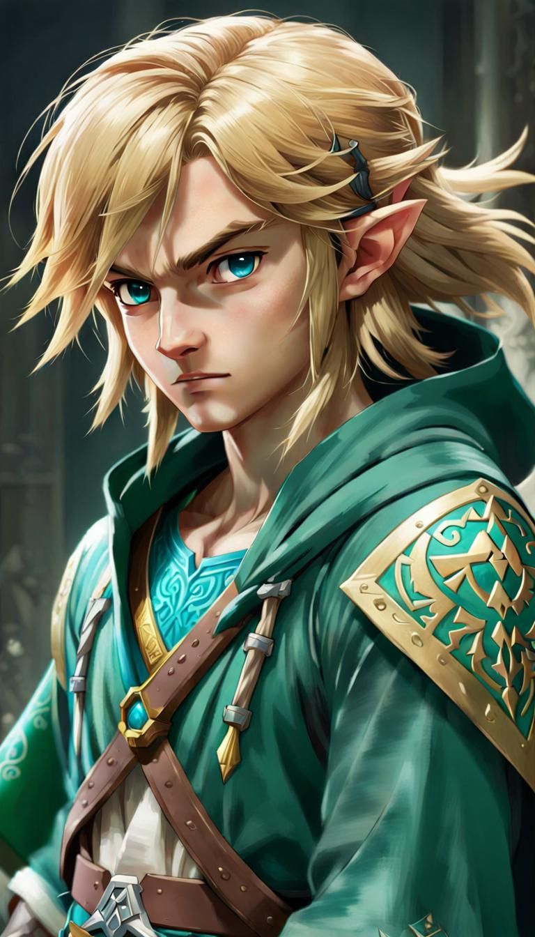 Biopunk Zelda Link in Manga Style