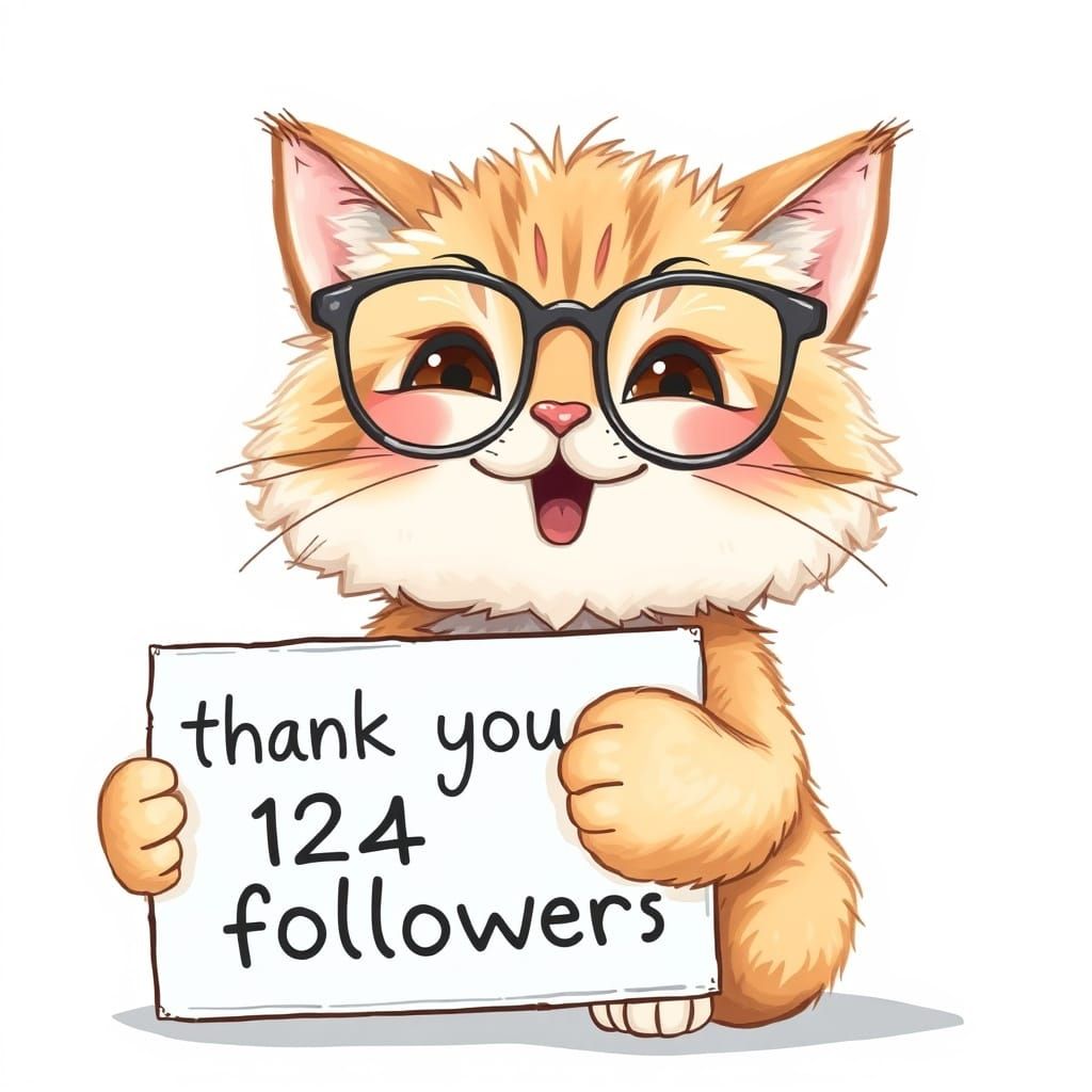 Cute Cat with Glasses Thanks Followers