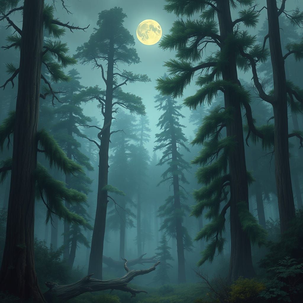 Mystical Moonlit Forest Backdrop