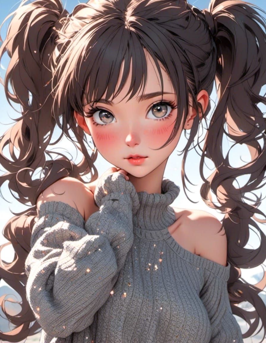 Anime Girl with Pigtails in 2.5D Illustration