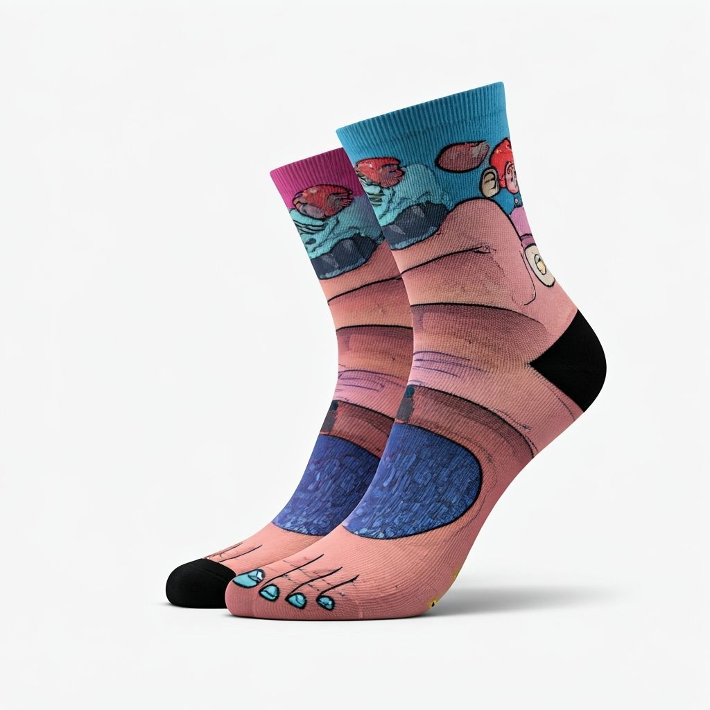 Realistic Foot Socks with Pedicure in Playful Style