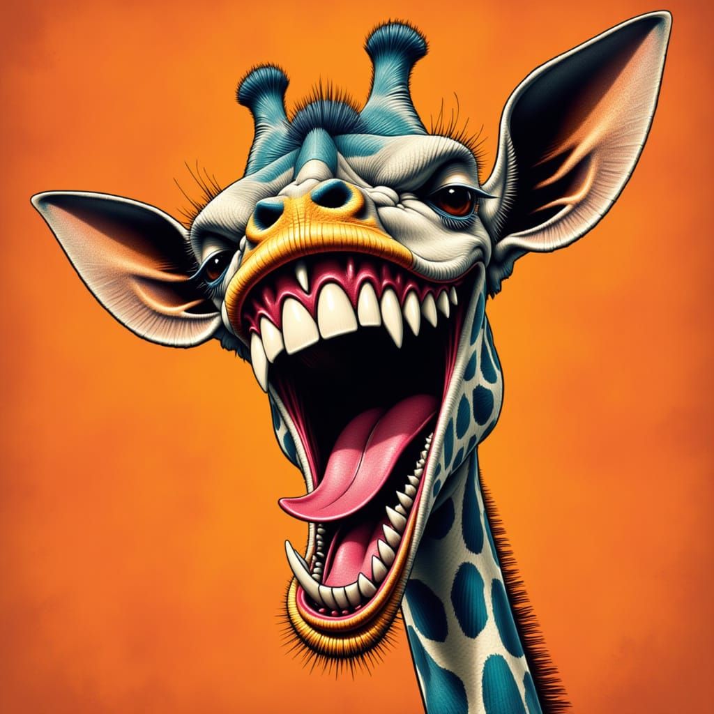 Giraffe with Maniacal Grin in Loish Style