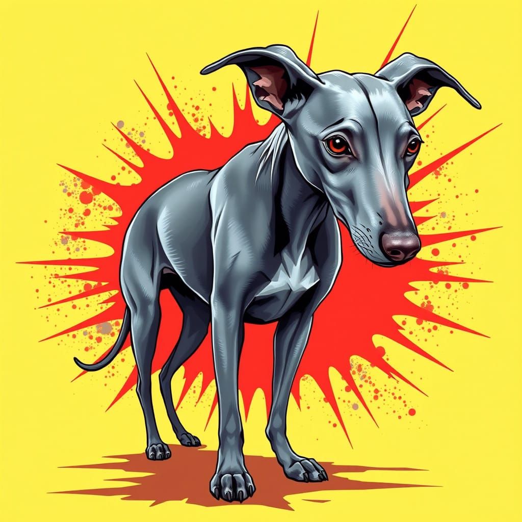 Sleek Whippet in Comic Book Style