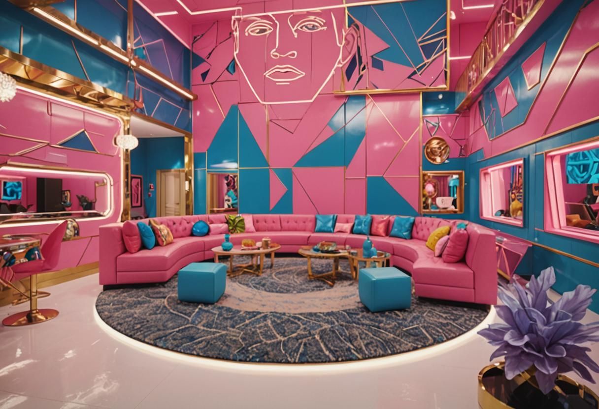 Men vs Women Living Room in Warhol-Inspired Style