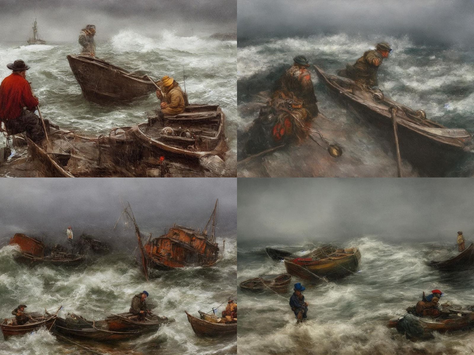 Fisherman Gazing at Stormy Sea, Antoine Blanchard Style
