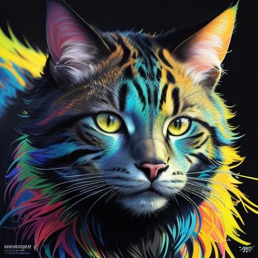 Vibrant Feline Portrait in Detailed Concept Art Style