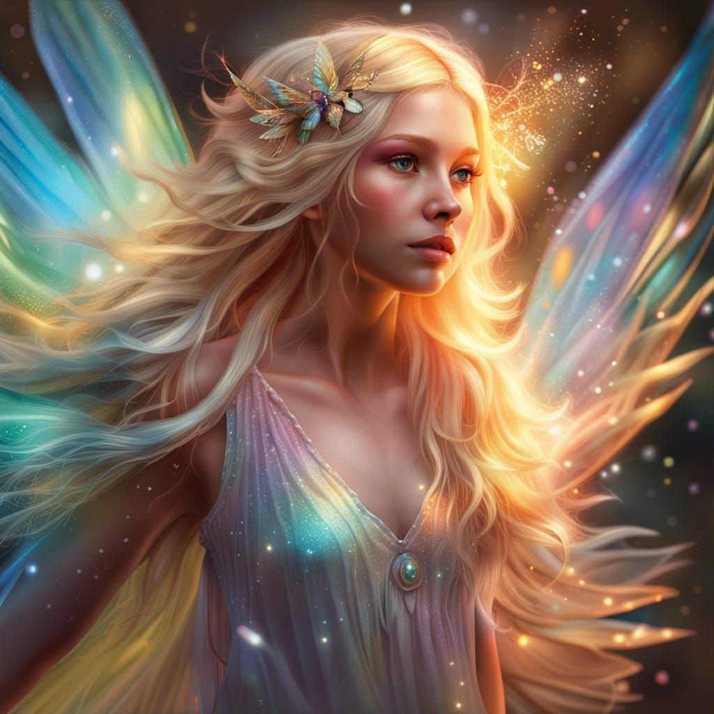 Ethereal Summer Fairy with Iridescent Wings