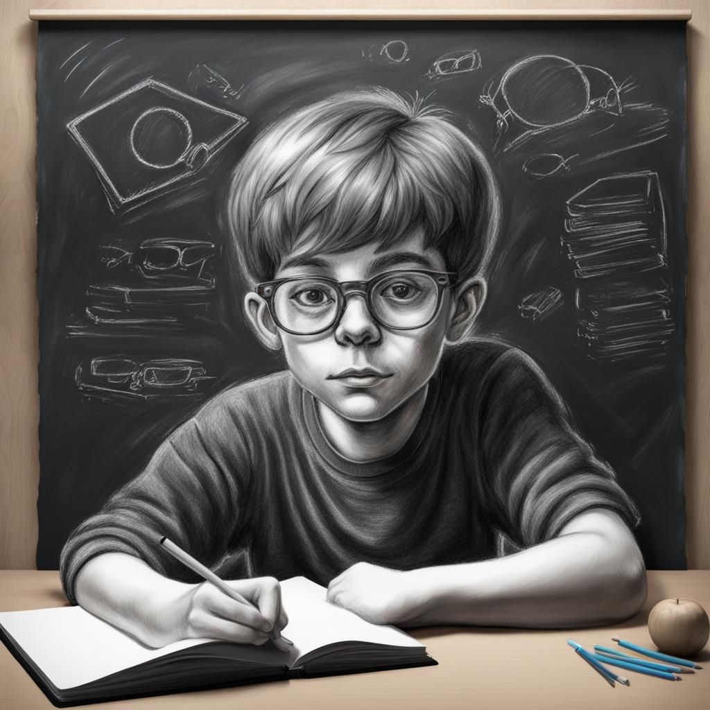 Magical 3D Chalk Art Portrait of Boy