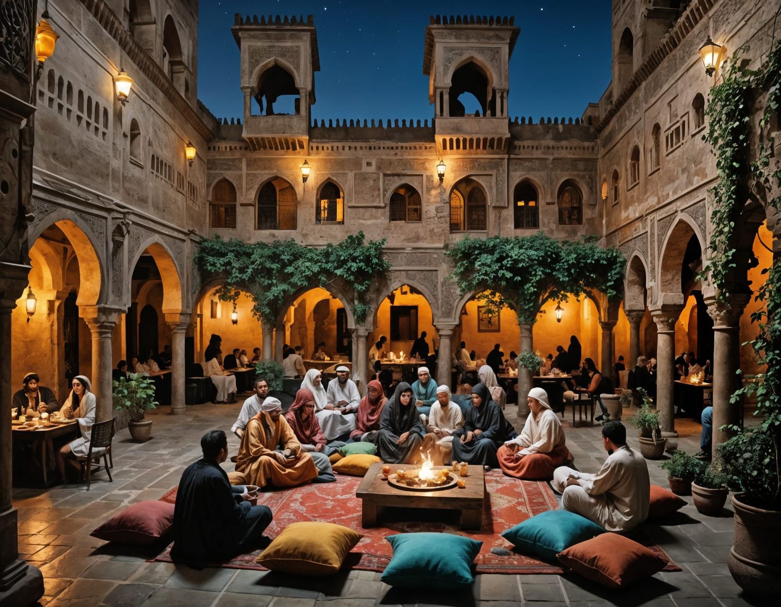 Moroccan Courtyard Party Under Festival Lights