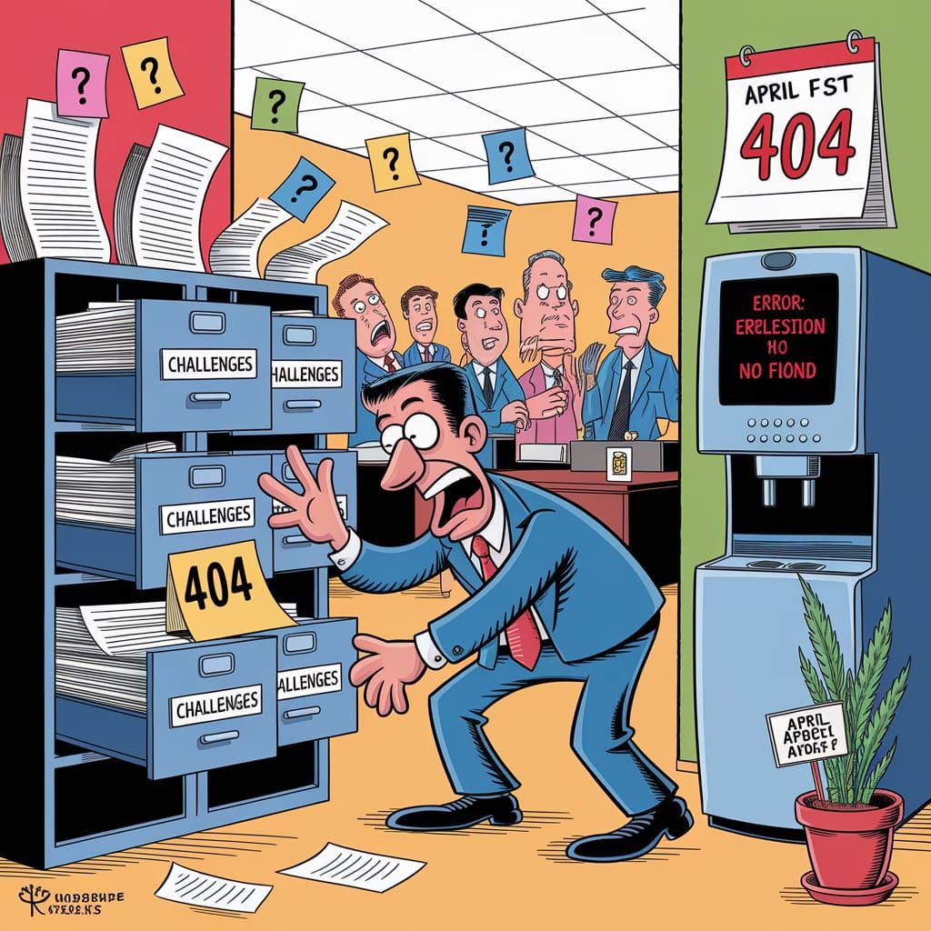 Cartoon Office Worker in Utter Bewilderment