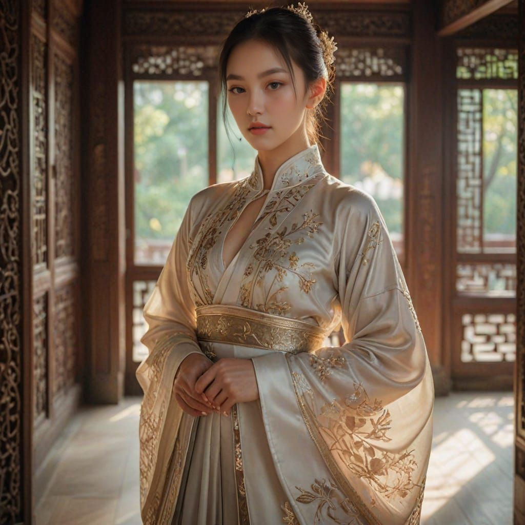 Ancient Chinese Beauty in Elegant Hanfu Cosplay