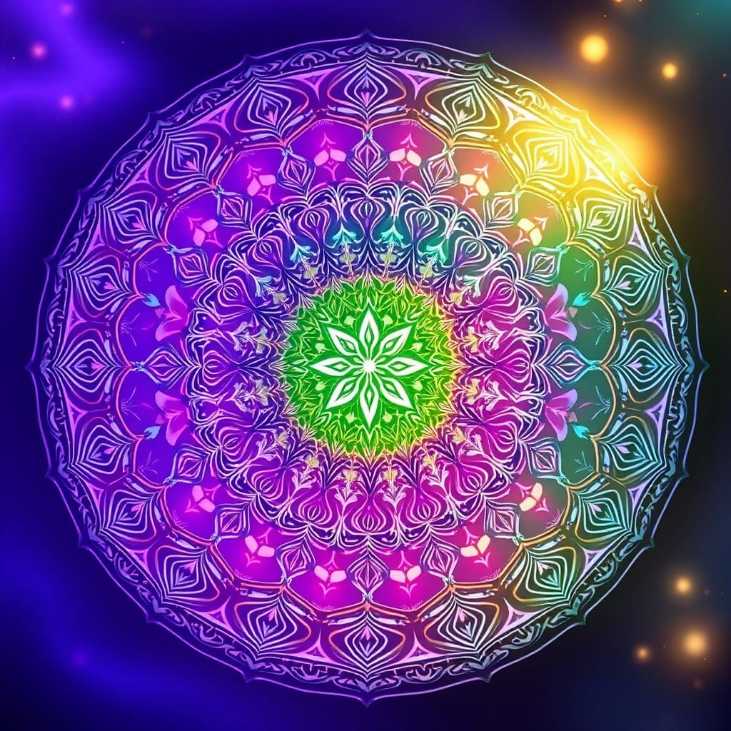 Intricate Mandala Pattern in Dreamlike Surrealist Style