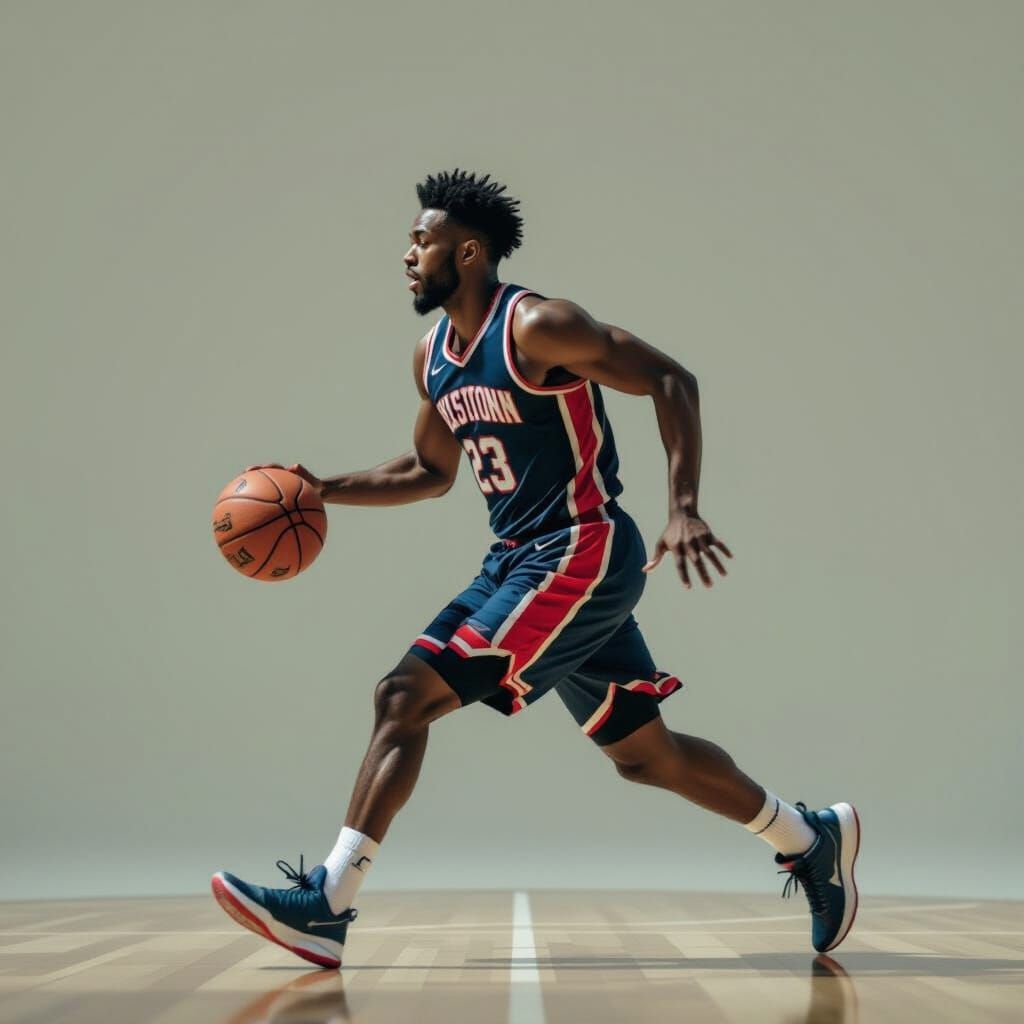 Basketball Player in Motion: Minimalist Photography