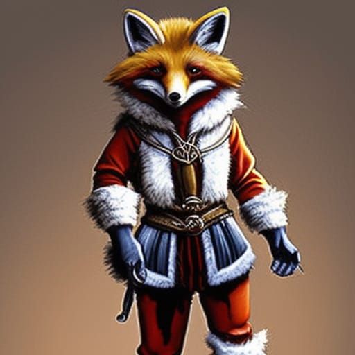 Fox in Medieval Clothes with Cheerful Smile