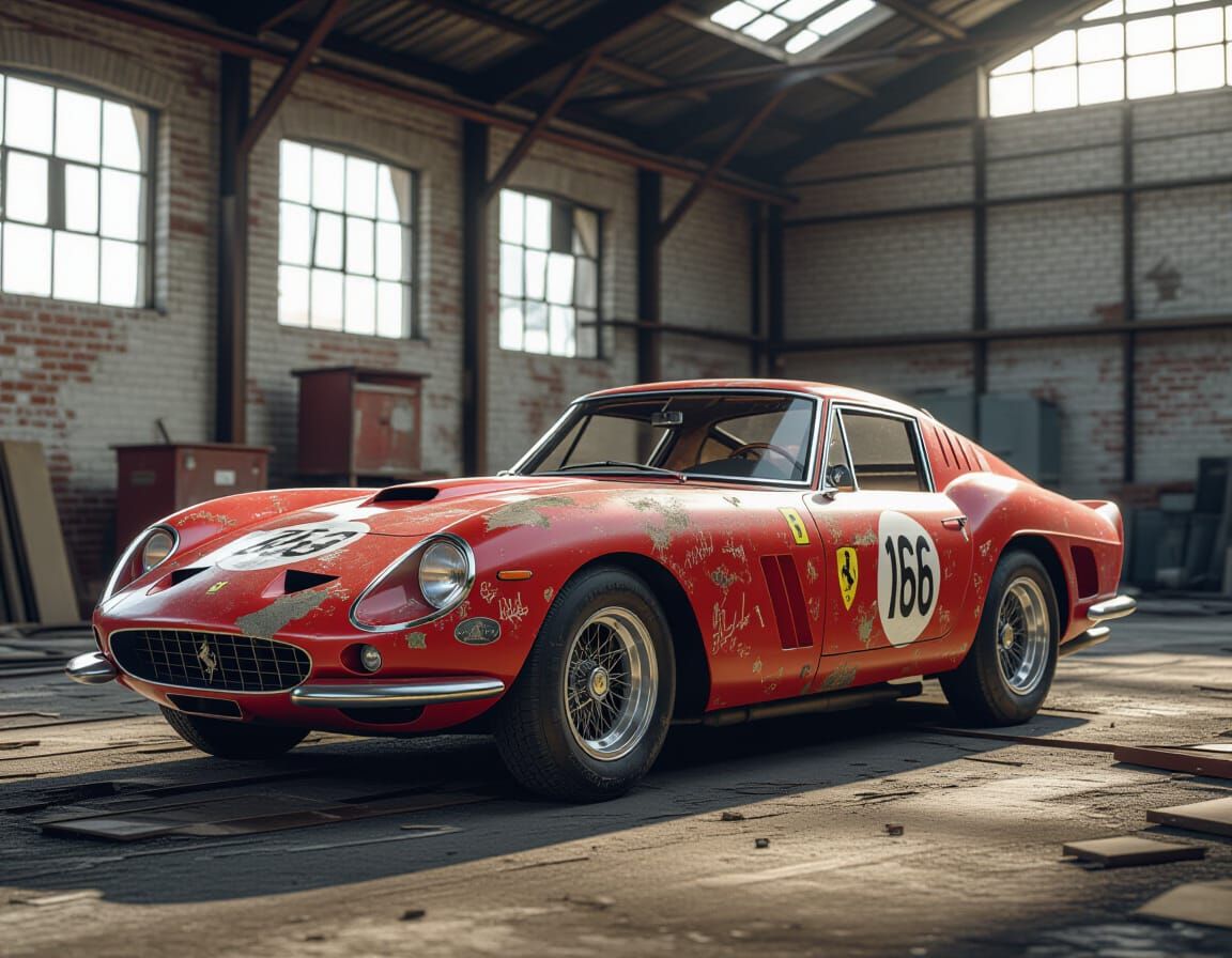 Abandoned 1962 Ferrari GTO in Derelict Factory