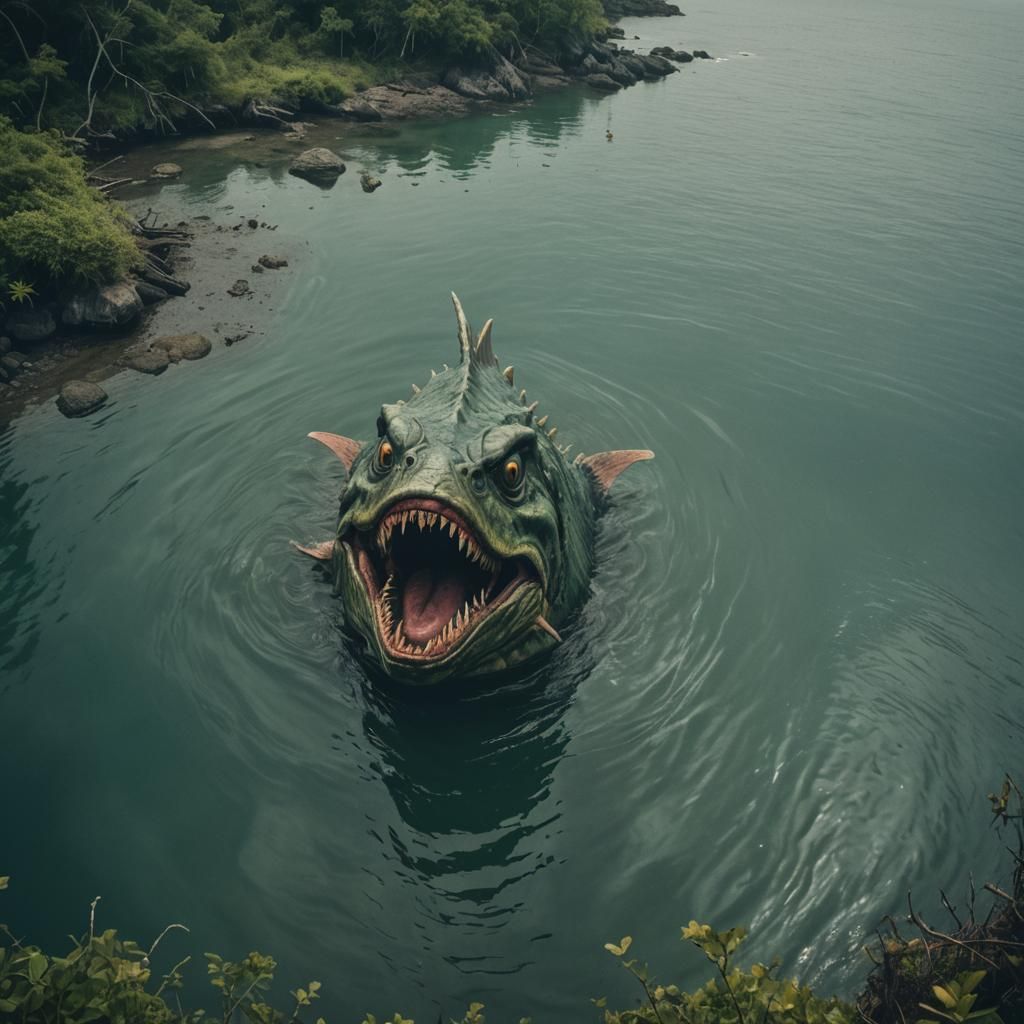 Epic Island Fish Monster in Cinematic Style