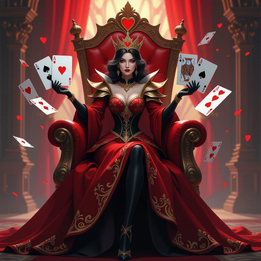 Sorceress Queen of Hearts Commands Swirling Cards