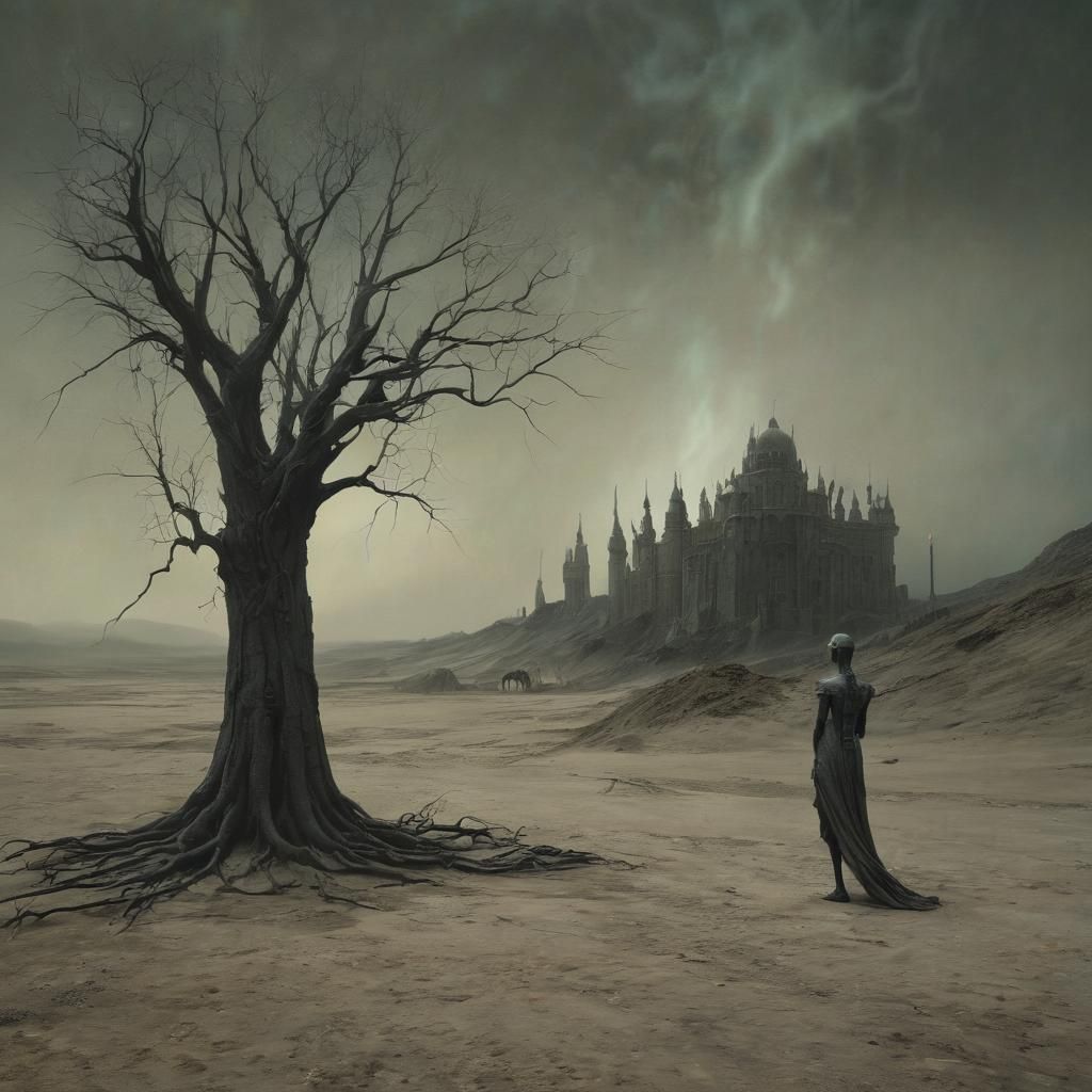 Grimdark Shadowrealm Dreamscape in Burton/Dalí/Beksiński Sty...