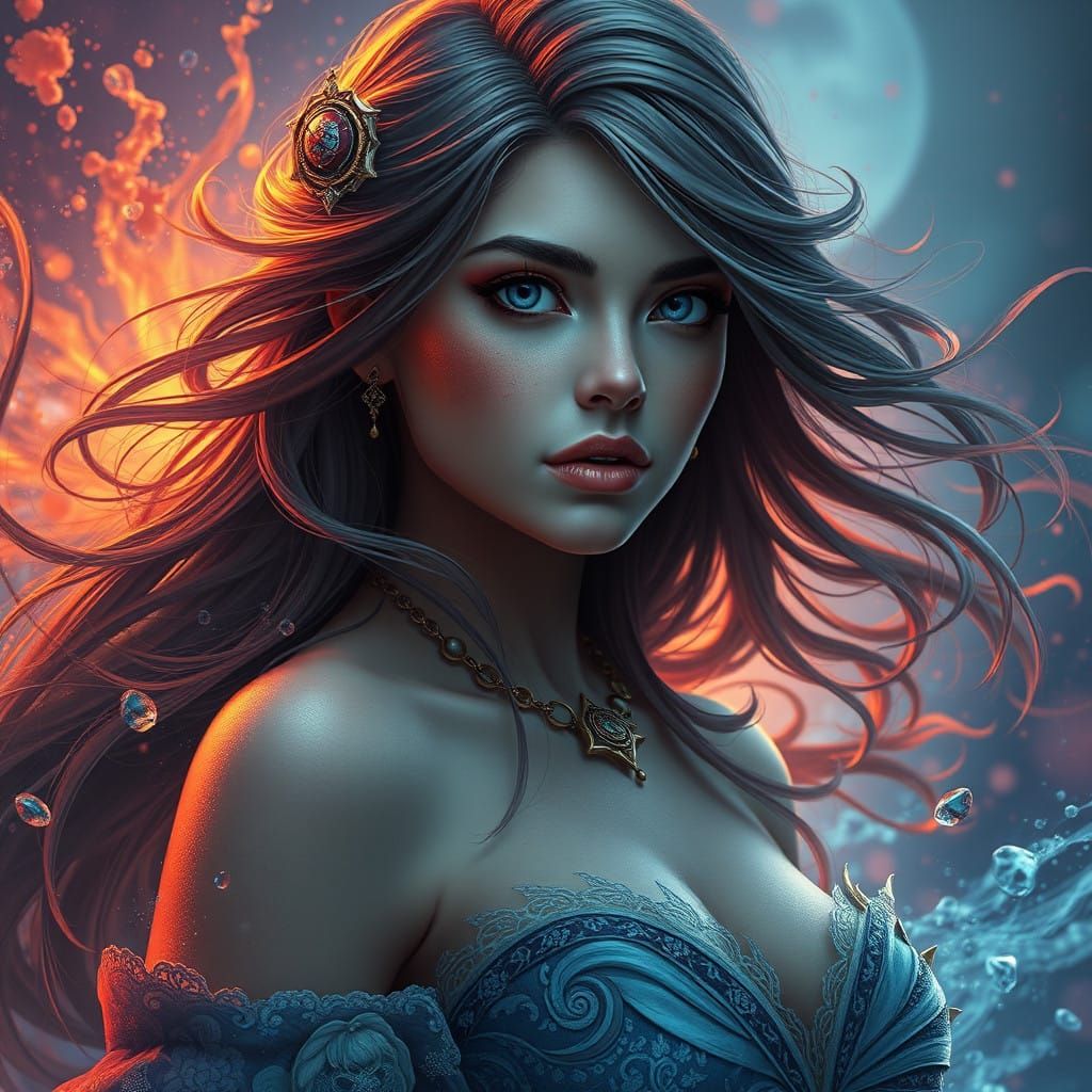 Ethereal Goddess of Wonder in Vibrant Fantasy Realm