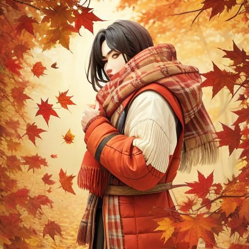 Colorful Autumn Leaves in Forest Scene