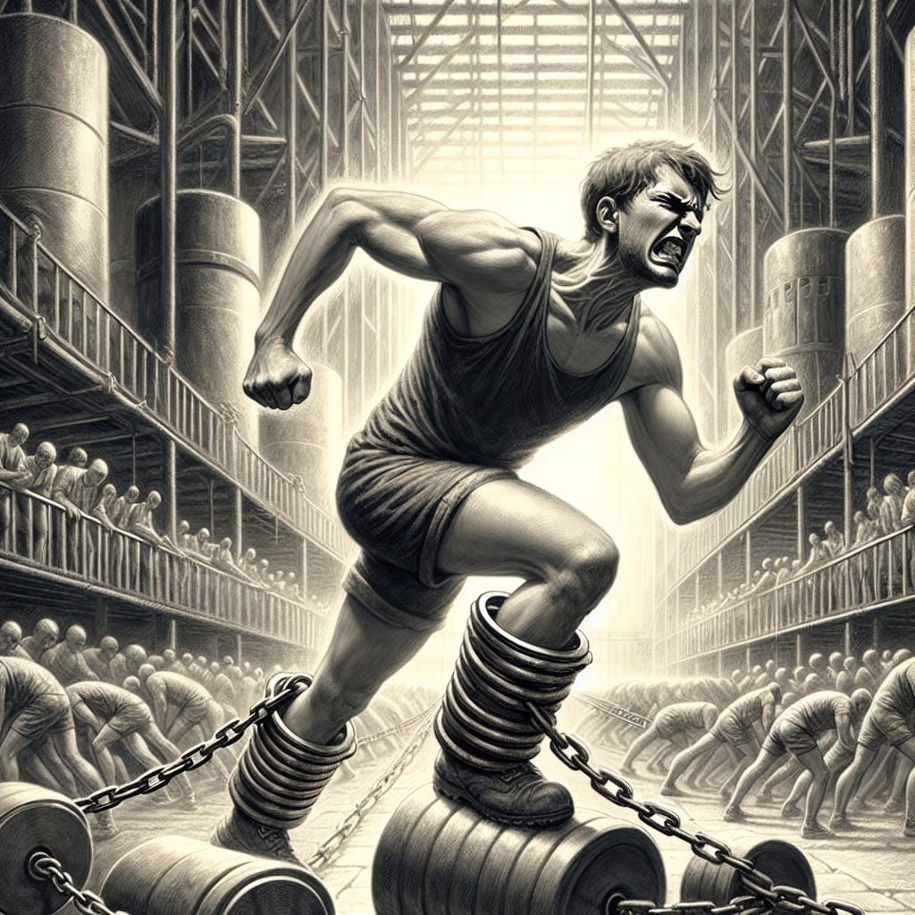 Dystopian Struggle: A Young Man's Defiance