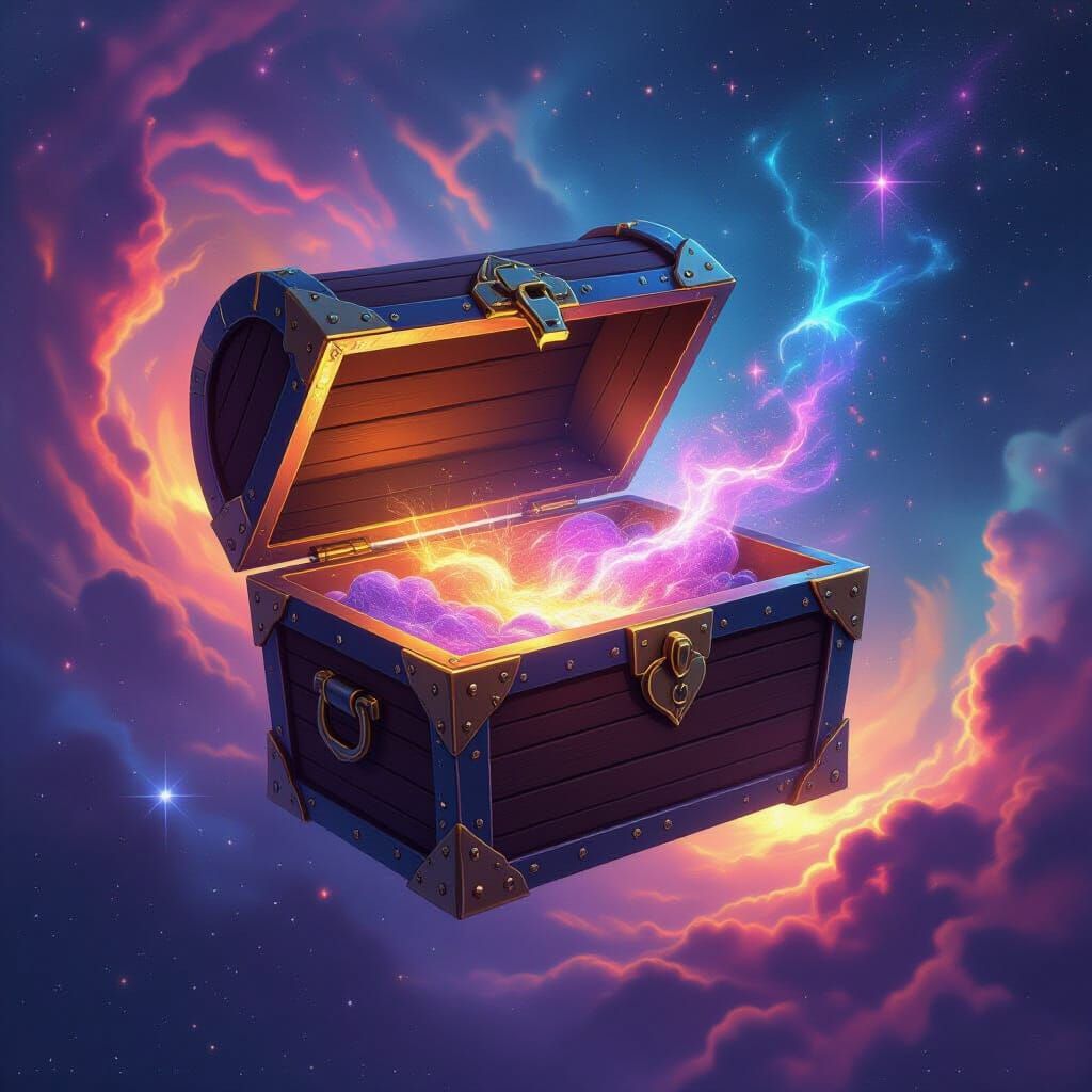 Cosmic Treasure Chest in Fantasy Concept Art Style