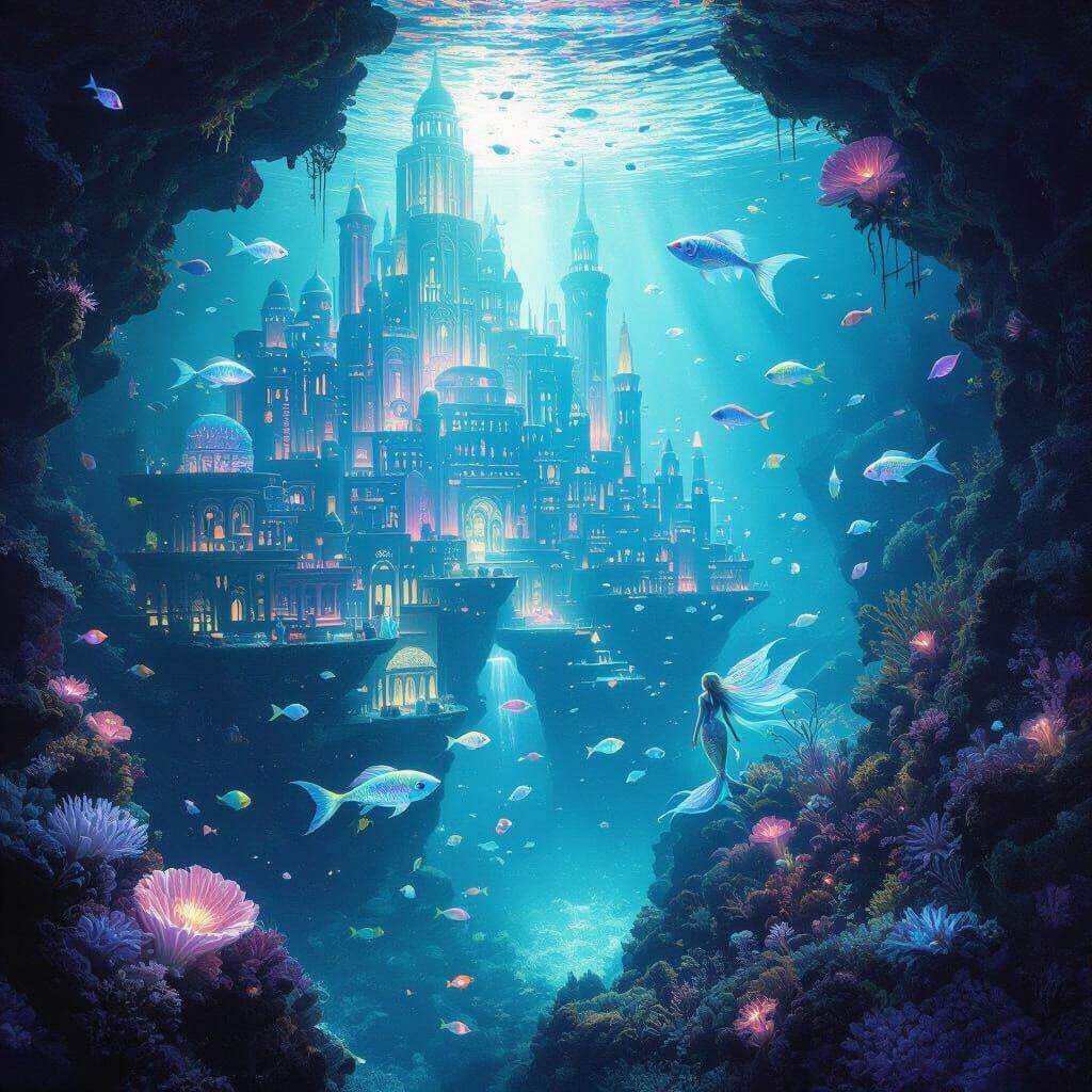 Underwater Metropolis in Ancient Coral Reef City