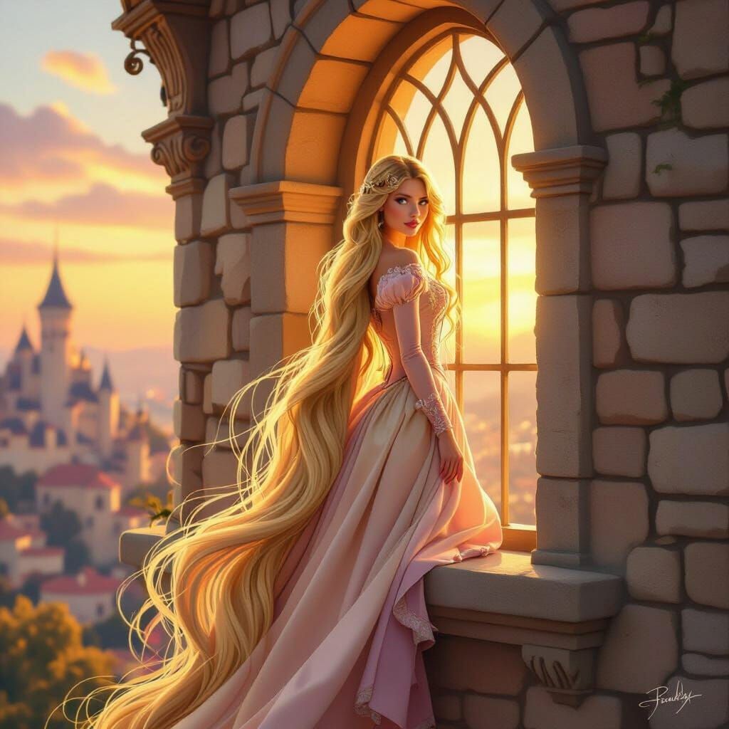 Taylor Swift as Rapunzel in Golden Hour Glow