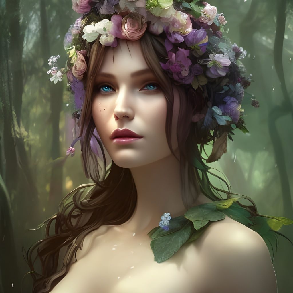 Enchanting Flower Elf Portrait in Forest