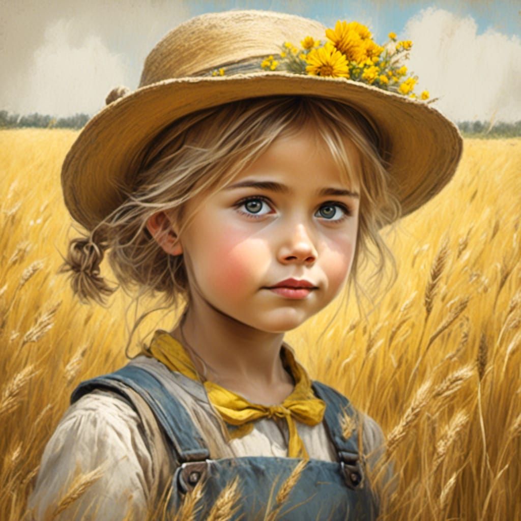 Girl with Flowers: Digital Art Illustration